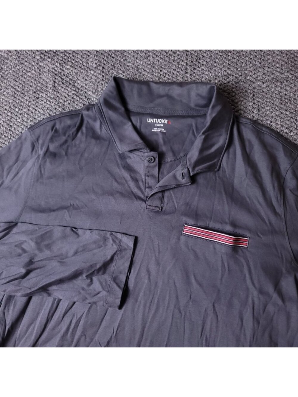 UNTUCKit Shirt Mens XL Gray Polo Long Sleeve Cotton Casual Preppy Collared